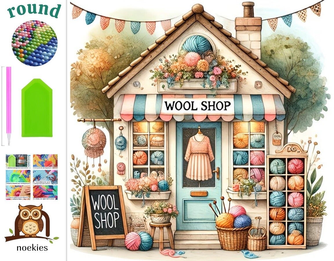 nr 484 Diamond Painting wol winkel 25x25cm (rond)