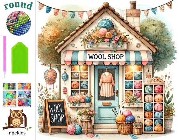 nr 484 Diamond Painting wol winkel 25x25cm (rond)