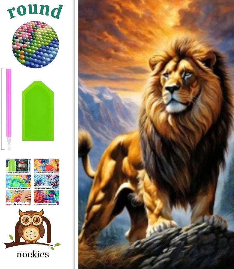 nr 2105 Diamond Painting Leeuw 30x20cm (rond)