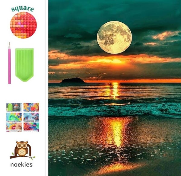 nr 56 Diamond Painting zonsondergang strand 50x40cm (vierkant)