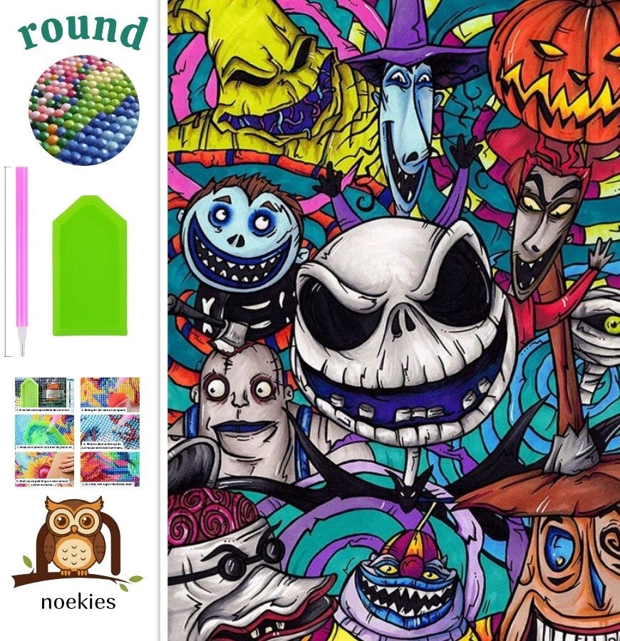 nr 2051 Diamond Painting halloween nightmare 40x30cm (rond)