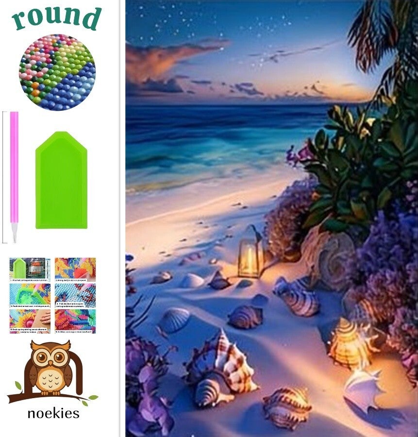 nr 659 Diamond Painting strand schelpen 40x30cm (rond)