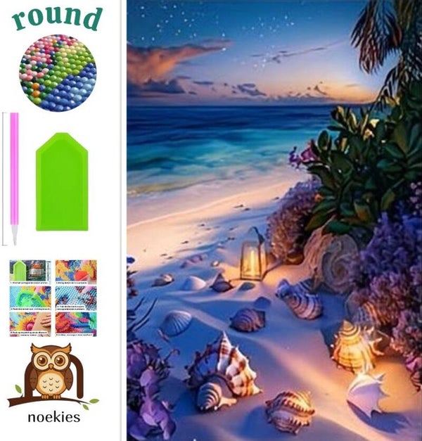 nr 659 Diamond Painting strand schelpen 40x30cm (rond)
