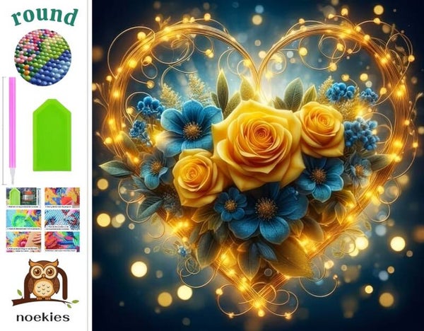 nr 605 Diamond painting rozen in hart 40x40cm (rond)