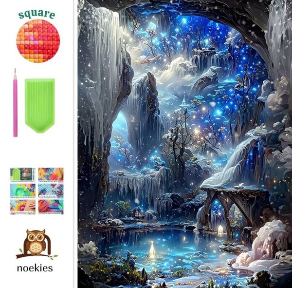 nr 63 Diamond Painting watervallen landschap 50x40cm (vierkant)