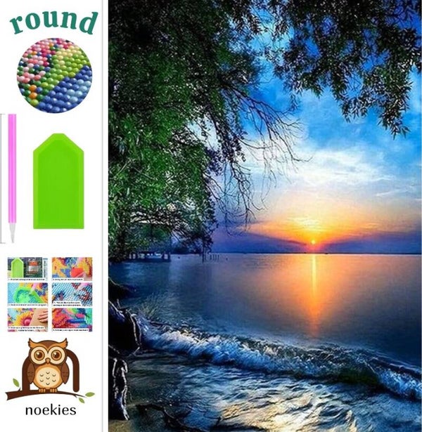 nr 423 Diamond Painting zee zonsondergang 30x20cm (rond)