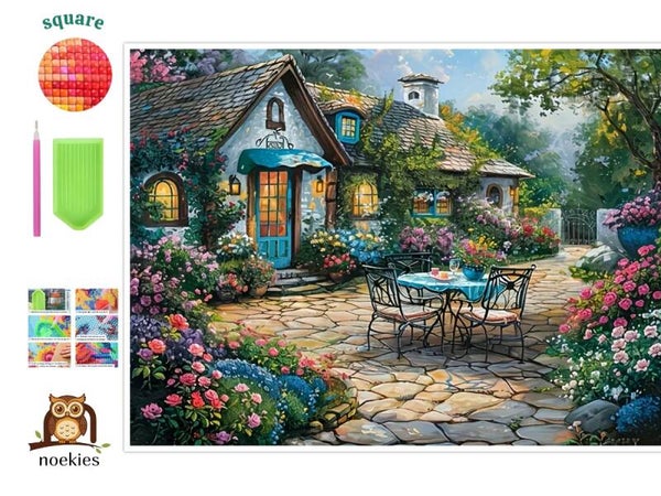 nr 64 Diamond Painting Tuin met zitje 50x40cm (vierkant)