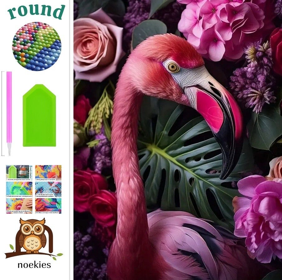 nr 382 Diamond Painting Flamingo 30x20cm (rond)