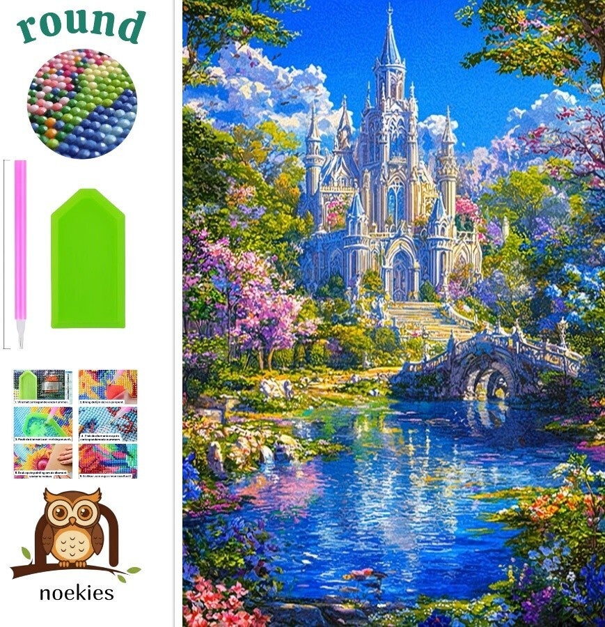 nr 386 Diamond Painting sprookjes paleis 30x20cm (rond)