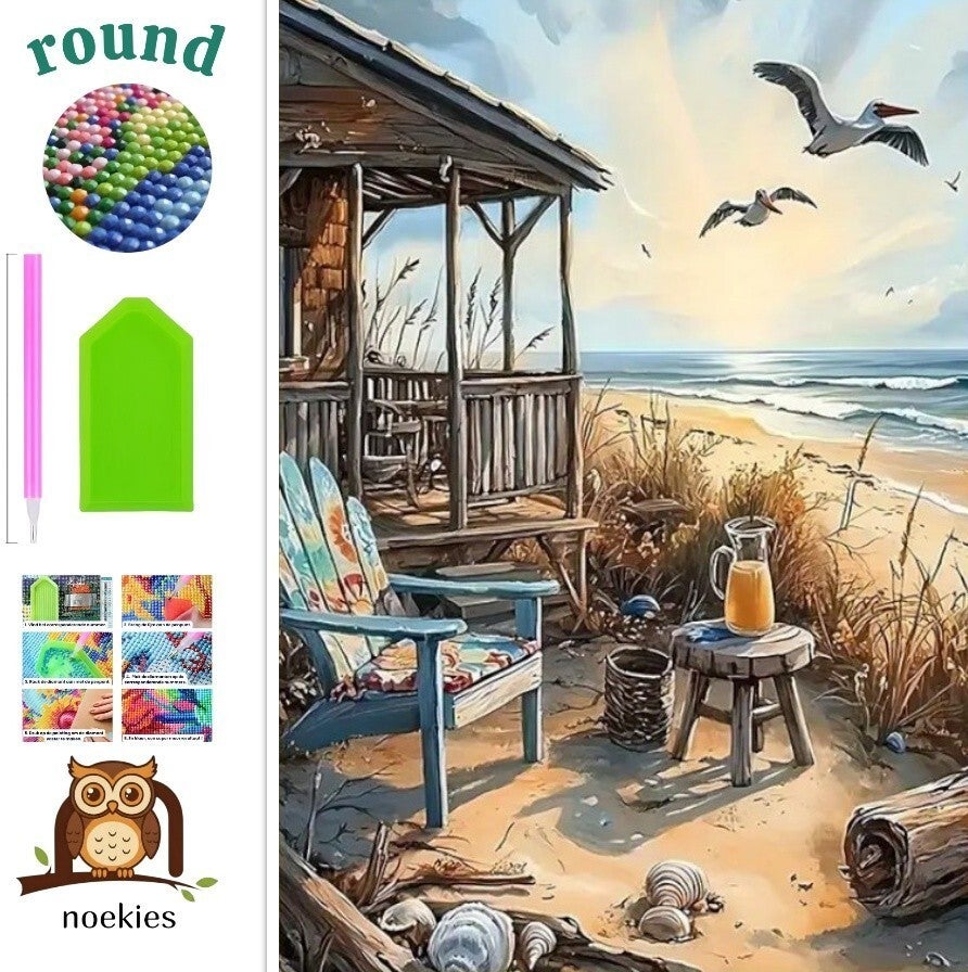 nr 226 Diamond Painting strandhut 40x30cm (rond)