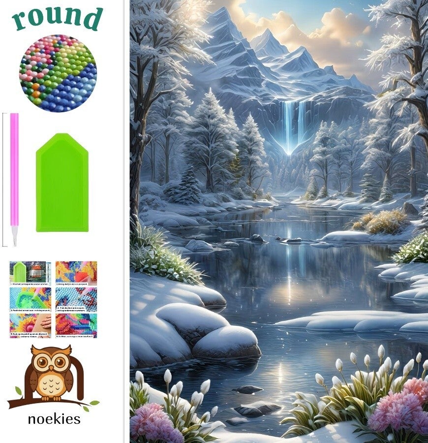 nr 437 Diamond Painting watervallen 25x20cm (rond)