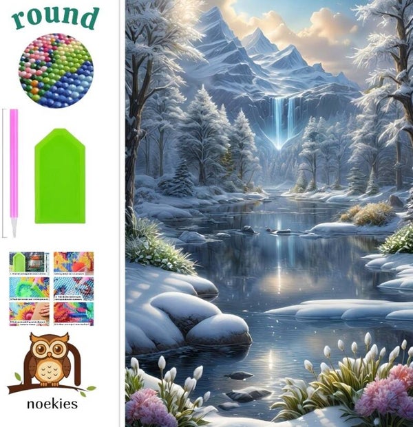 nr 437 Diamond Painting watervallen 25x20cm (rond)