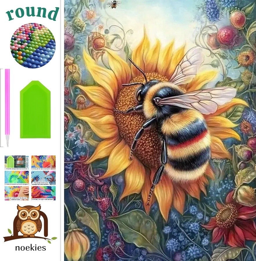 nr 380 Diamond Painting Bij 30x20cm (rond)