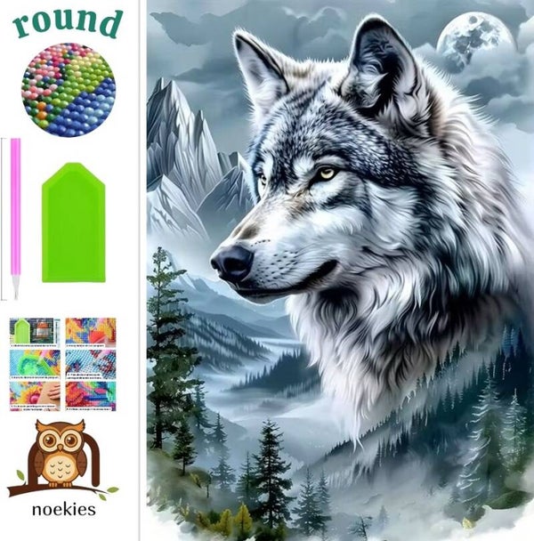 nr 79 Diamond Painting winter wolf 50x40cm (rond)