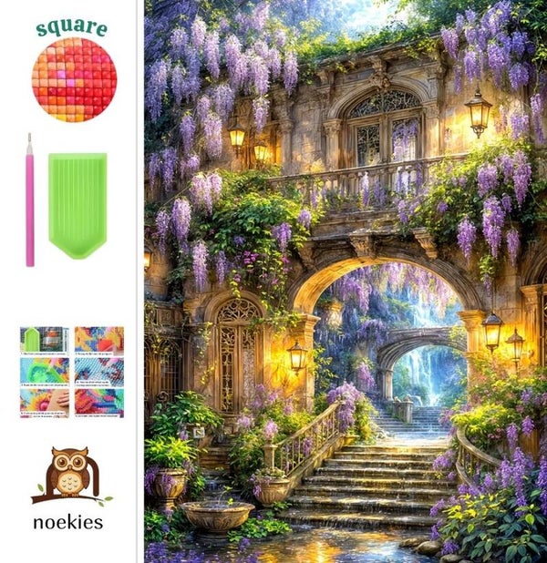 nr 72 Diamond Painting sprookjes stad 50x40cm (vierkant)