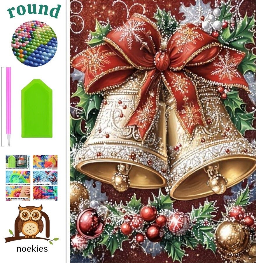 nr 438 Diamond Painting kerstbellen 25x20cm (rond)