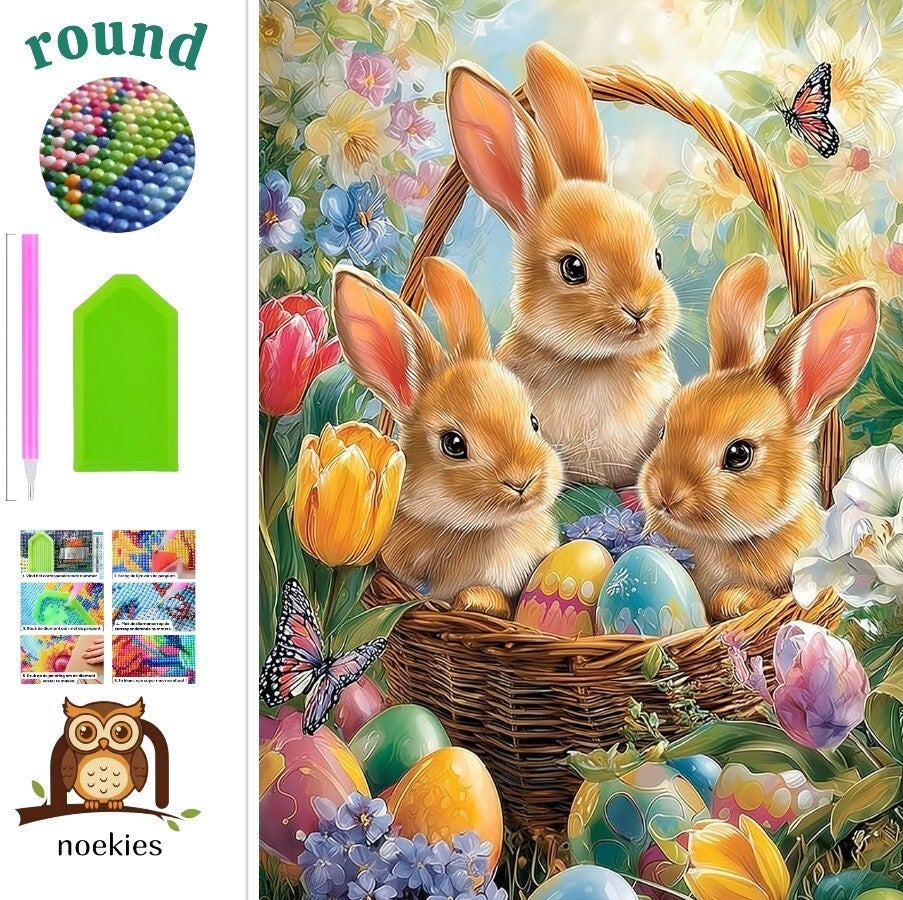 nr 262 Diamond Painting paasmand 40x30cm (rond)
