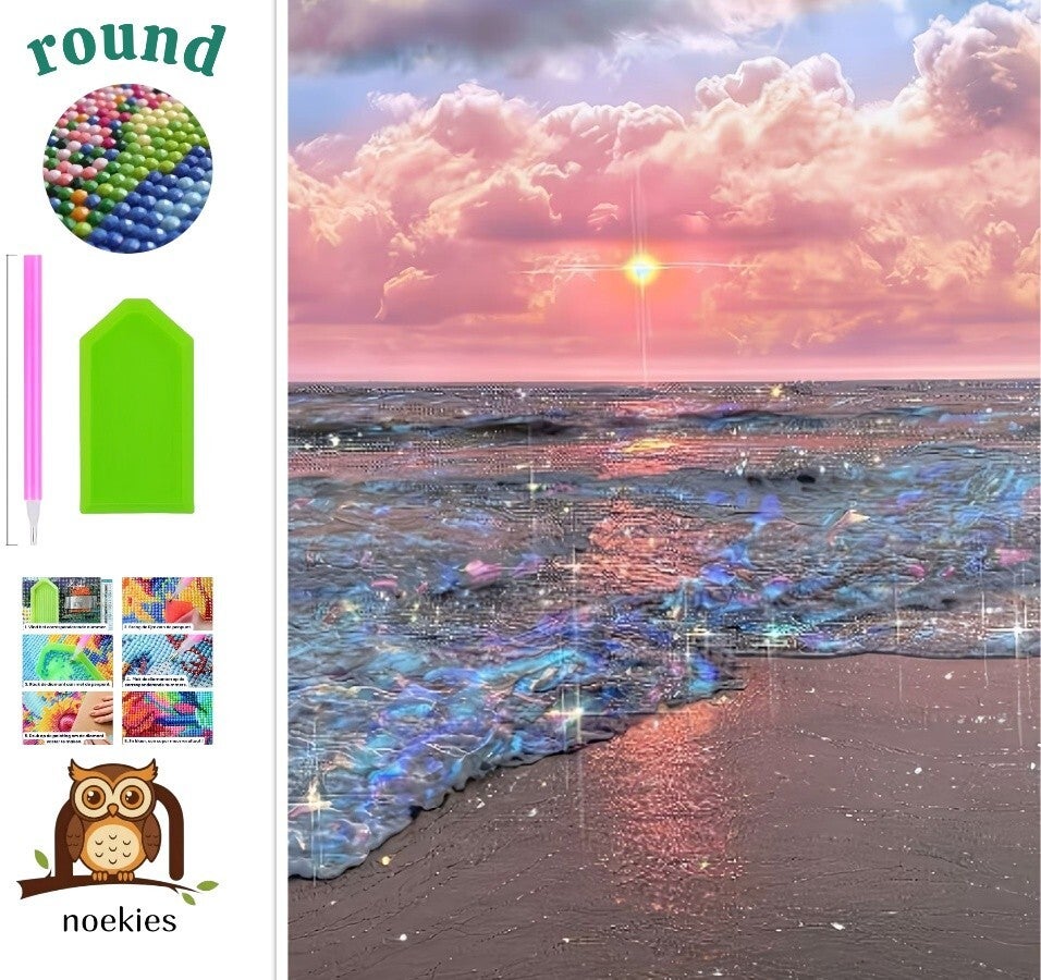 nr 270 Diamond Painting strand roze lucht 40x30cm