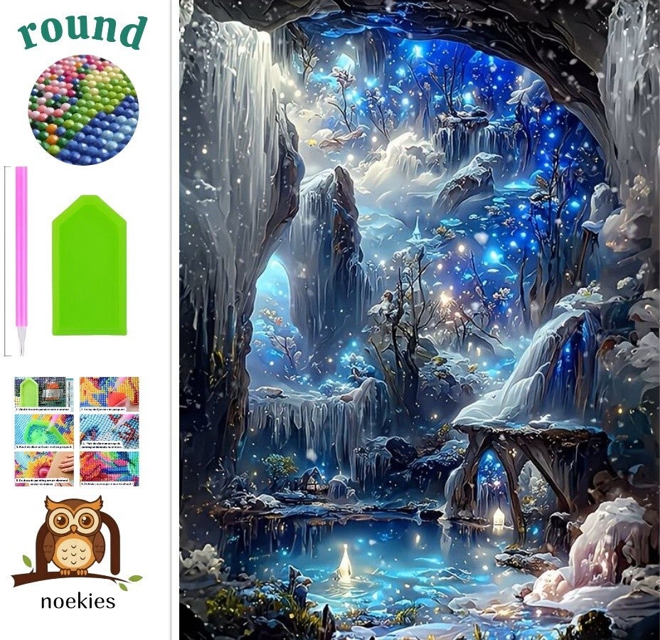 nr 288 Diamond Painting watervallen landschap 40x30cm (rond)