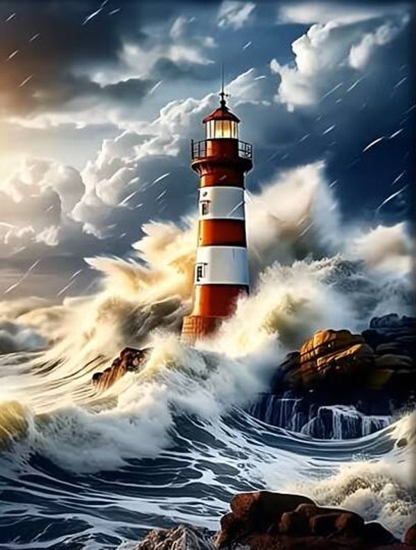 nr 74 Diamond Painting robuuste zee 50x40cm (rond)