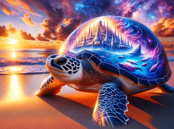40x30cm Diamond Painting schildpad vissen (vierkant) nr 192