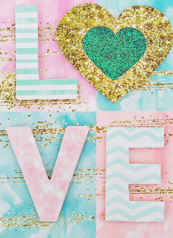 nr 2096 Diamond Painting LOVE tekst 30x20cm (rond)