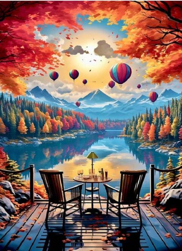 Diamond Painting Luchtbalonnen 50x40cm (rond)