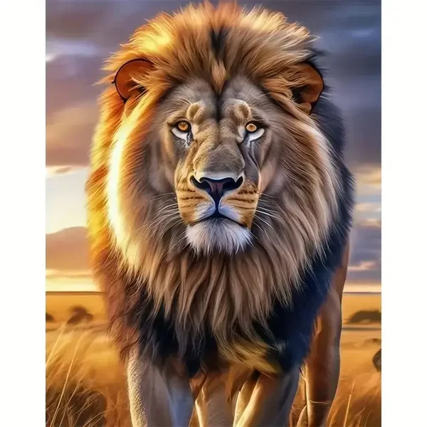 Diamond Painting set Leeuw 30x20cm (rond)