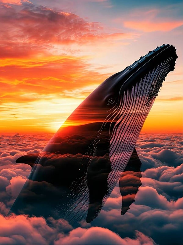 nr 173 Diamond Painting walvis wolken 40x30cm (vierkant)