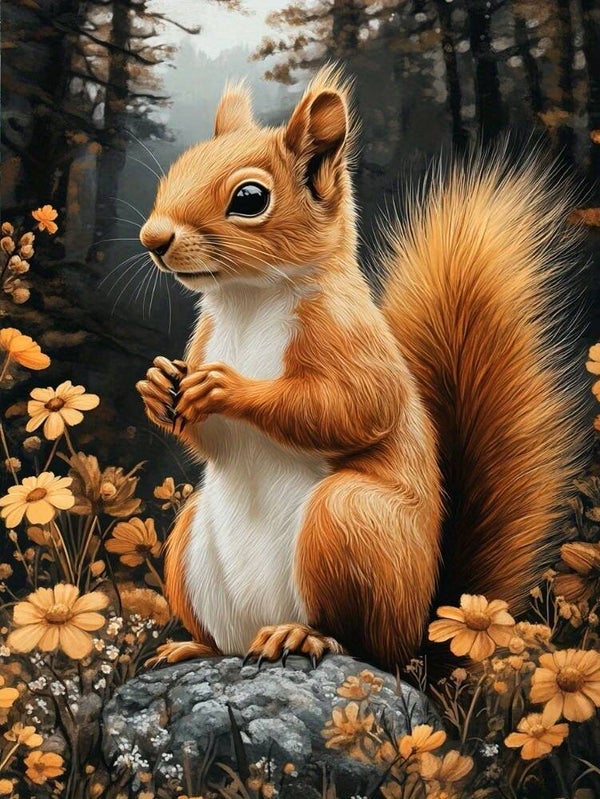 40x30cm Diamond Painting eekhoorn (rond) nr 220