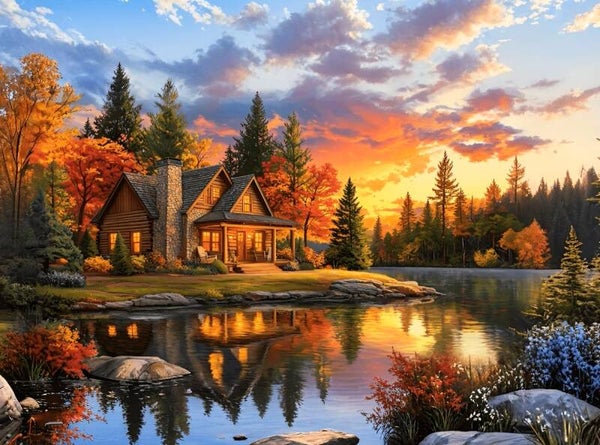 50x40cm Diamond Painting eiland landschap (vierkant) nr 18