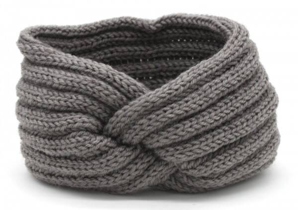 Haarband Twist Knitted Donker Grijs Gebreide Haarband