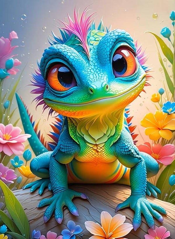 Diamond Painting fantasie salamander 50x40cm (rond)