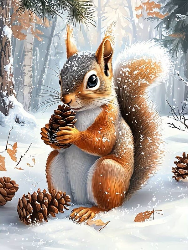 nr 41 Diamond Painting Eekhoorn 50x40cm (vierkant)