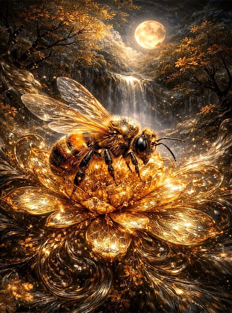 nr 17 Diamond Painting wesp goud zwart 50x40cm (vierkant)