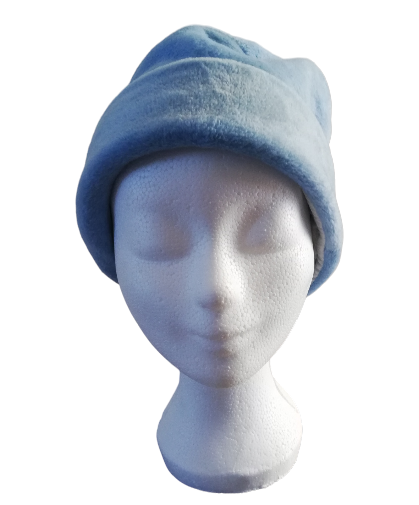 Fleece muts blauw M omtrek plat 26cm