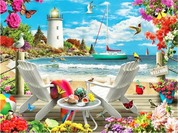 Diamond Painting strand zee 50x40cm (rond)