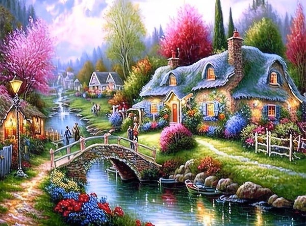 nr 283 Diamond Painting gekleurd landschap 40x30cm (rond)