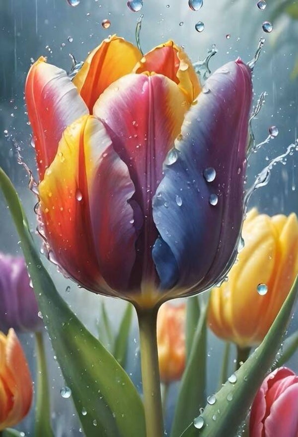 40x30cm Diamond Painting gekleurde tulp nr 712