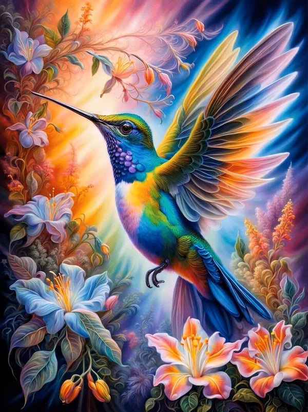 50x40cm Diamond Painting gekleurde vogel (vk) nr 1170