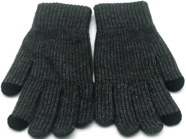 Handschoenen gebreid unisex donkergrijs one size