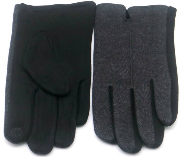 Gevoerde handschoenen voor heren donkergrijs one size