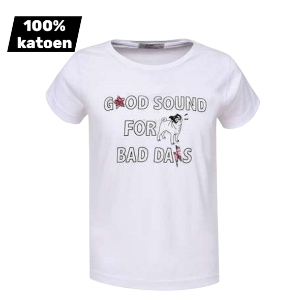 T-shirt 100% katoen good sound wit 152