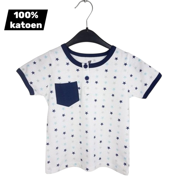 T-shirt 100% katoen sterren 6-12 mnd 68/80