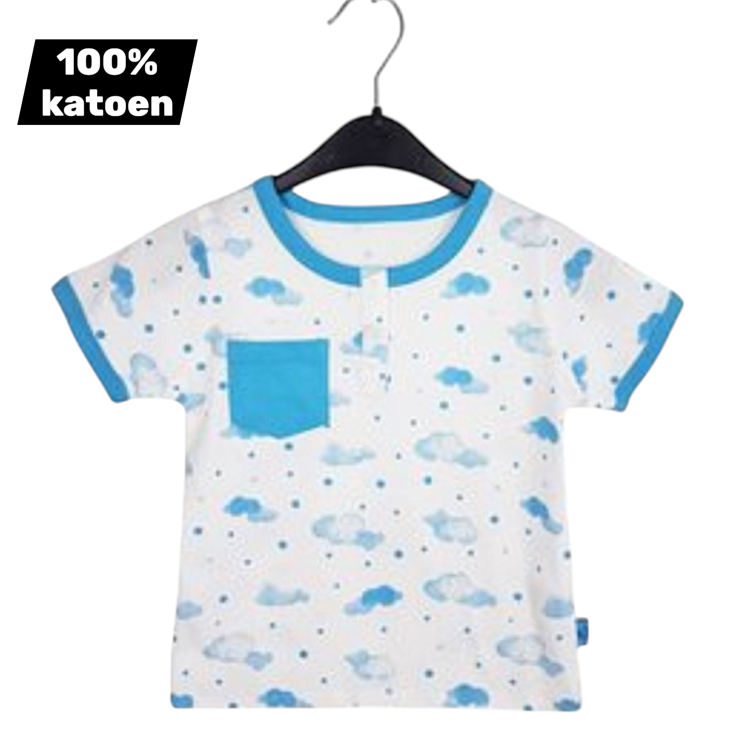 T-shirt 100% katoen wolkjes 18-24 mnd 86/92