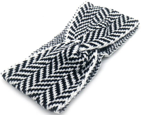 Haarband oor warm band visgraat zwart one size