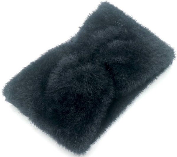Haarband fluffy oor warm band zwart one size