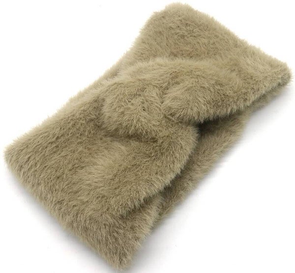 Haarband fluffy oor warm band khaki bruin one size