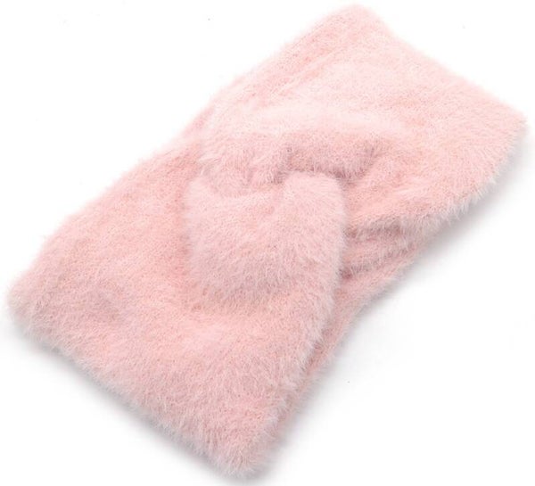 Haarband fluffy oor warm band lichtroze one size