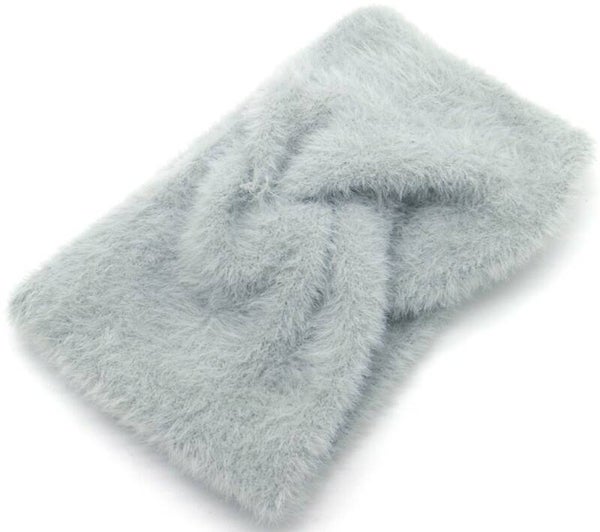 Haarband fluffy oor warm band grijs one size